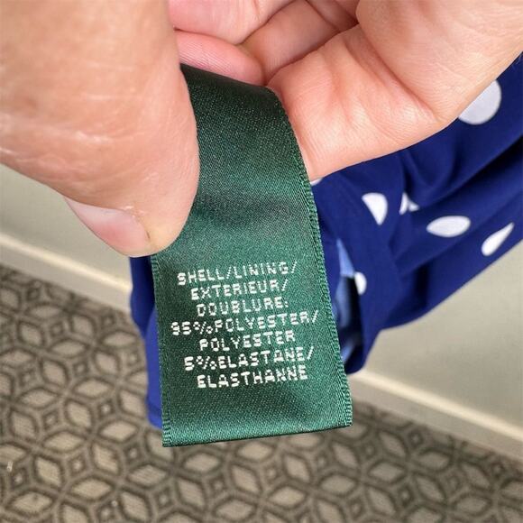 Lauren Ralph Lauren‎ Petites Blue Polka Dot Sheath Dress Size 12 Preppy Classy - Picture 6 of 11